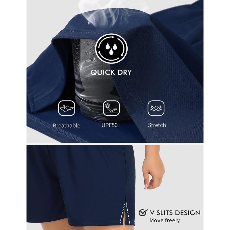 CHARMLEAKS Plus Size Swim Shorts For Women High Waisted Board Shorts Tankini Swimsuit Bottom With Pockets_voghion.com