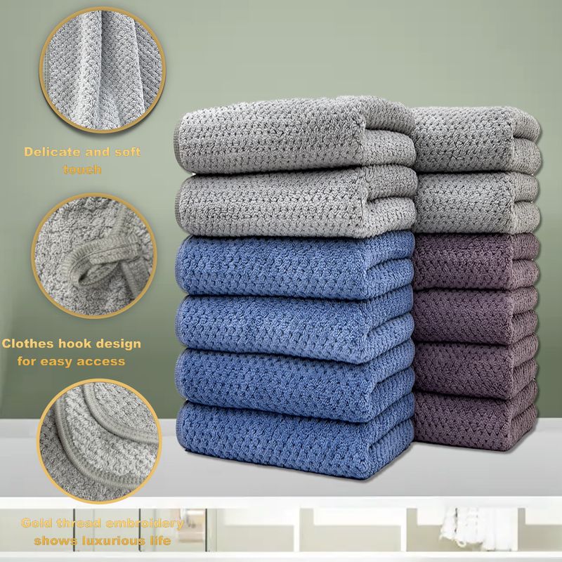 6-Pack Gym Towels - 30x90cm Extra Long & Quick Dry (Sports Towel With Jacquard Design Non-Slip Absorbent Workout Towel For Fitness & Running)_voghion.com