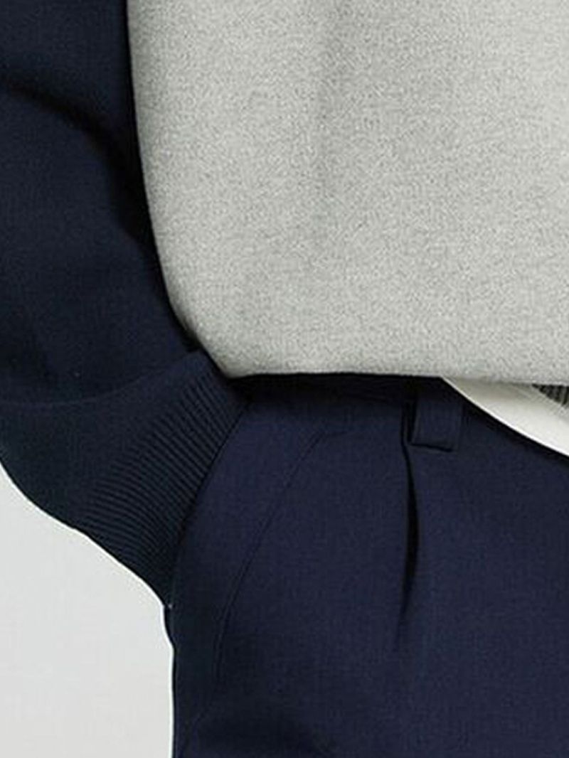 Herren-Poloshirt mit Farbblock-Reißverschluss – Langarm, entspannte Passform, Casual- und Streetwear-Stil (S-XXL, Hellgrau)_voghion.com