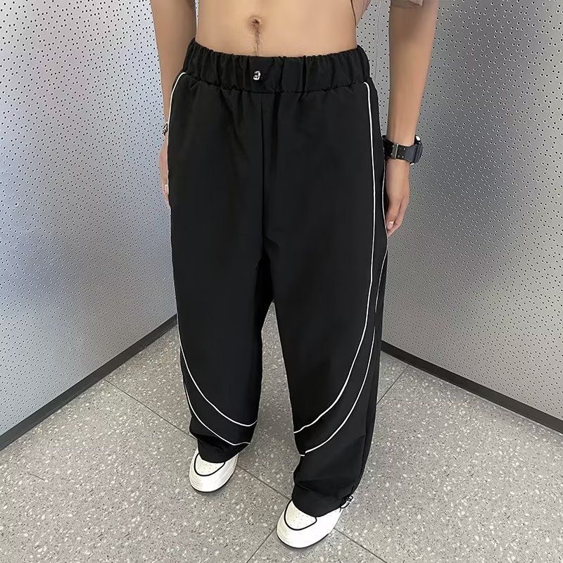 Premium Products Premium Products Zipper High Street Ins Trendy American Vibe Style Casual Long Men's Loose Straight Wide Leg Mop Pants_voghion.com