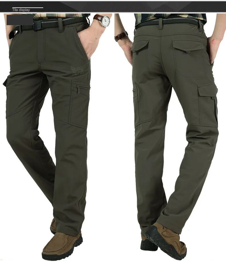 Pantaloni tattici invernali in pile da uomo, caldi pantaloni cargo, pantaloni da caccia in softshell, pantaloni da lavoro, spessi, caldi e impermeabili, in pelle di squalo, M-4XL_voghion.com