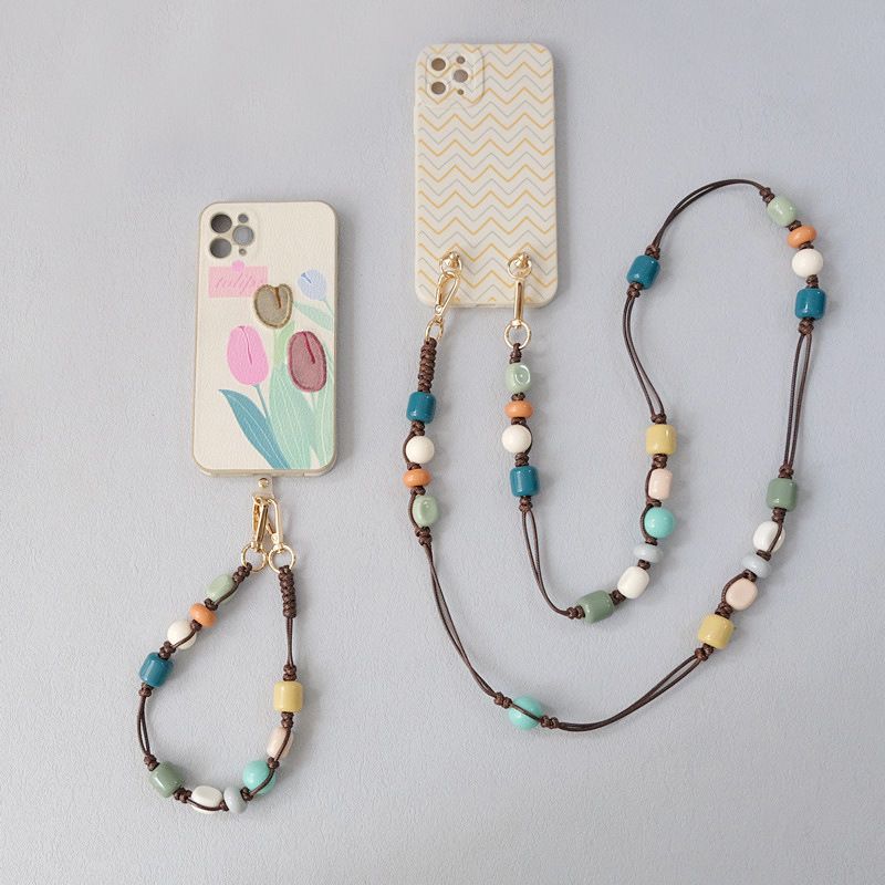 Acrylperlenschmuck Mode Perlenarmband Zubehör Schulter Crossbody Telefongurt Geflochtene Seiltasche Kette_voghion.com