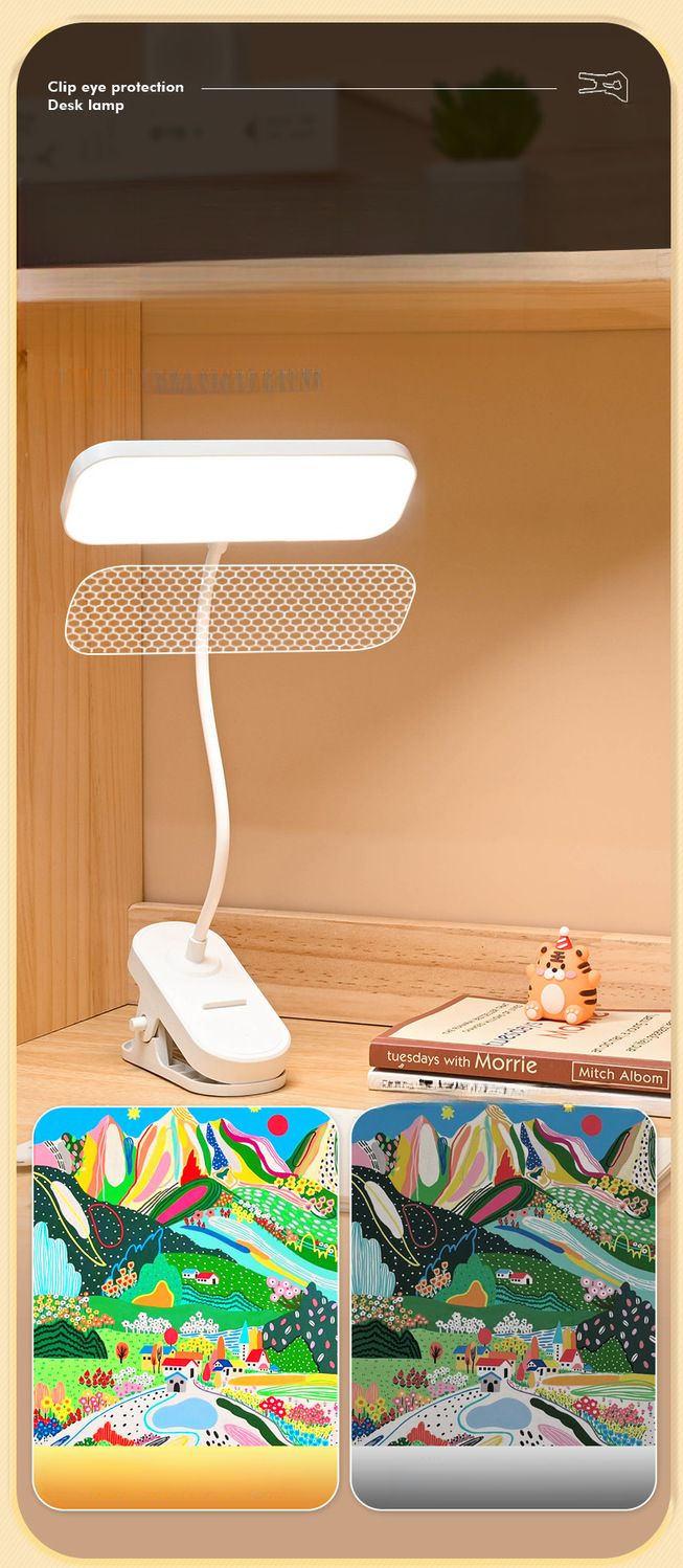 Aufsteckbare LED-Augenschutz-Lernlampe für Kinder, wiederaufladbar und steckbar, geeignet für Lesepulte im Studentenwohnheim_voghion.com
