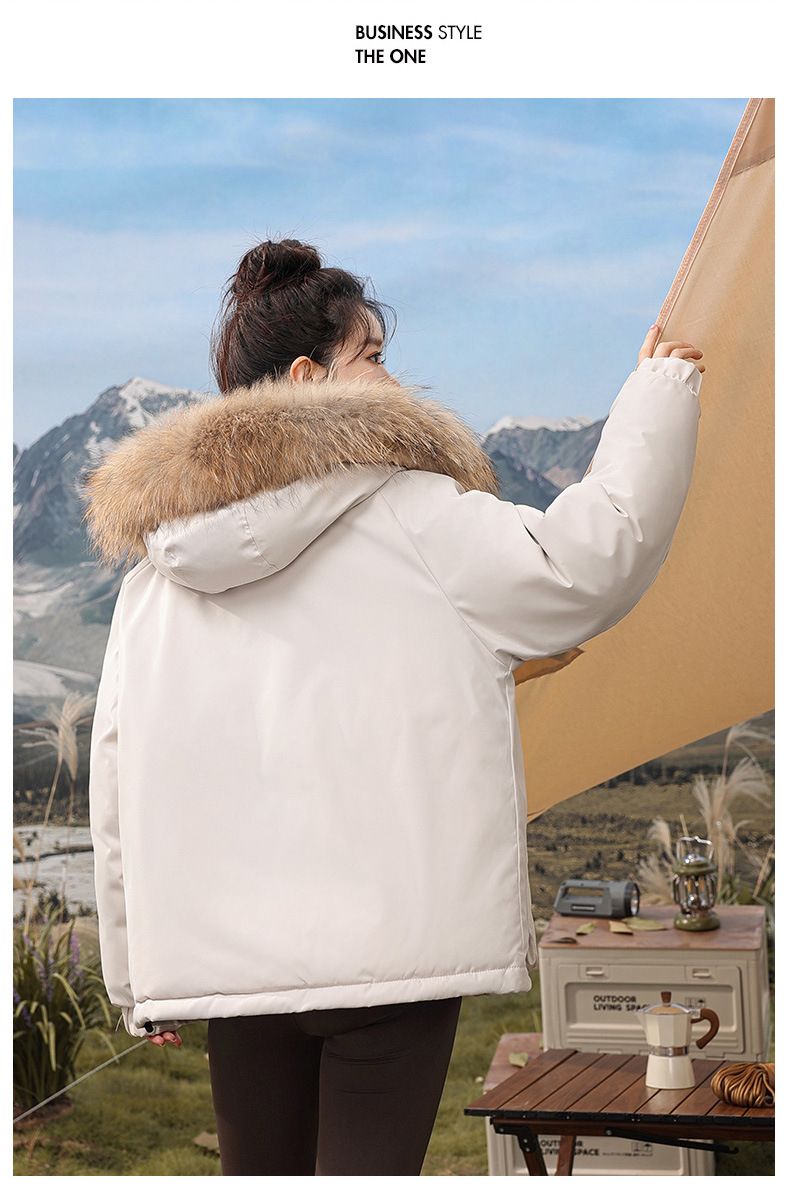 Kurze Pufferjacke für Damen im Winter mit Kunstpelzkapuze – kuschelig warme Oberbekleidung mit Fleecefutter für lässige Streetwear_voghion.com