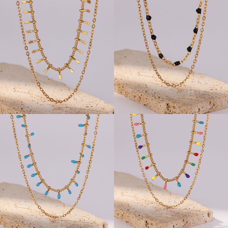 Edelstahl Mehrschichtige Mode Kubanische Kette Halskette Wasserdicht Nicht verblassend Schmuck Weihnachtsgeschenk_voghion.com