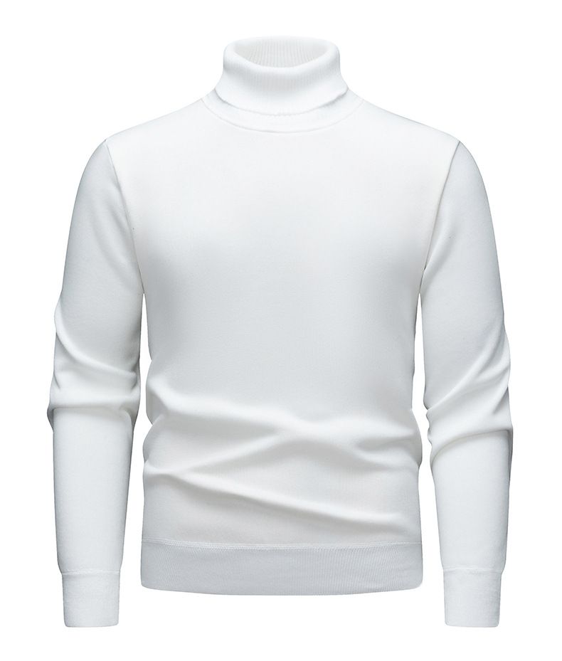 Neuer Einteiler für Herren im Herbst und Winter mit hohem Halsausschnitt, zusätzlichem Samt und dickem Strickpullover, vielseitiger Basispullover_voghion.com