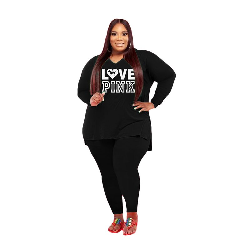 Women's Clothing Independent Station Large Size Women's Printed Casual Two-piece Set_voghion.com