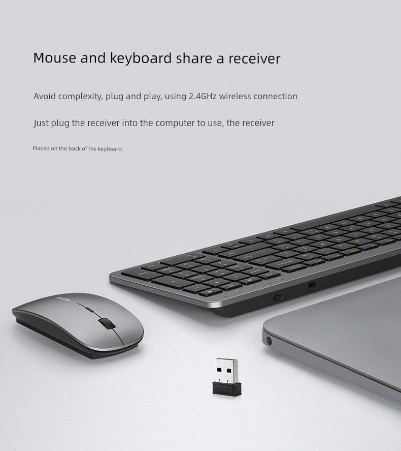 Bow Rechargeable Wireless Keyboard Mute Ultra-Thin Laptop USB External Key Mouse Suit_voghion.com