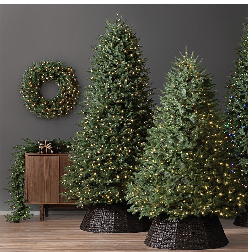 Albero di Natale in PE di alta qualità con luci e gonna opzionali - Albero artificiale completo da 150 cm/180 cm/210 cm/240 cm per decorazioni per la casa e le feste_voghion.com