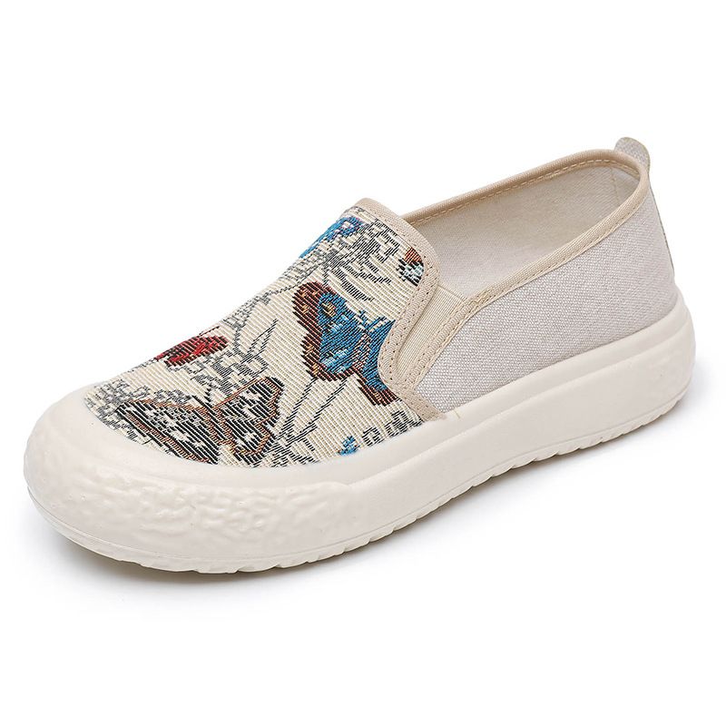Spring Summer Old Beijing Women's New Loafers Canvas Slip-On Thick Lazy Fashion Casual Soft Sole Fisherman Shoes_voghion.com