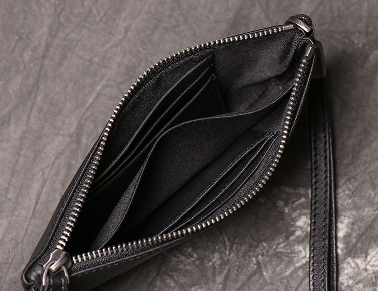 New Genuine Leather Men's Handbag, Women's Cowhide Long Zero Wallet, Soft Leather Thin Phone Bag, Neutral Luxury Feeling Wallet, Wishing You Good Luck_voghion.com
