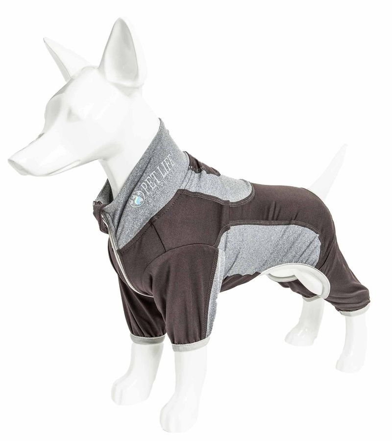 Pet Life Active 'Warm-Pup' Heathered Performance 4-Way Stretch Two-Toned Full Body Warm Up_voghion.com