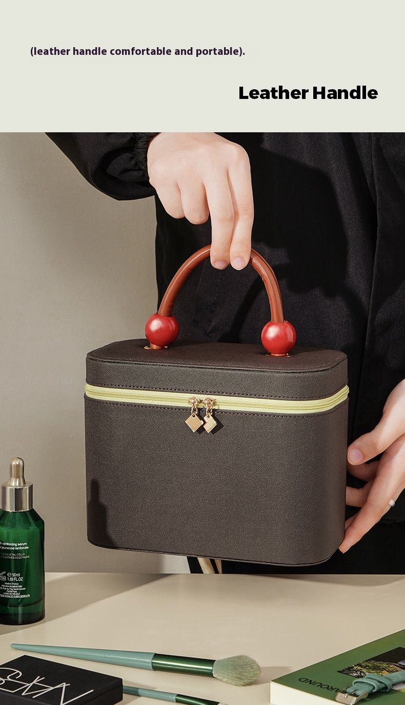 Semplice portatile con specchio per il viaggio, grande capacità di stoccaggio e borsa per cosmetici_voghion.com