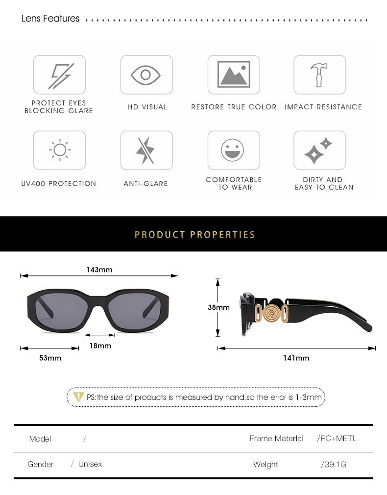 Two Circles New Small Square Frame Head Decoration Sunglasses Personality Trend Polygon Glasses_voghion.com