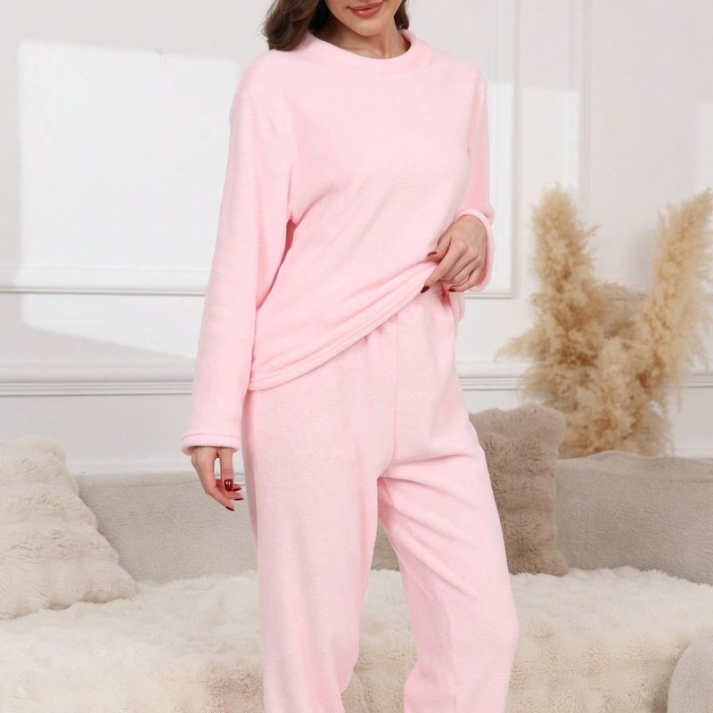 Nuovo pigiama caldo in pile corallo da donna, nuovo set da salotto in pile jacquard autunno e inverno_voghion.com