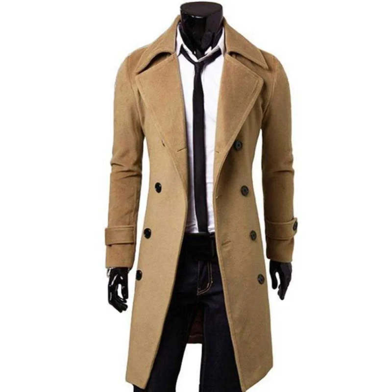 Herrenmäntel Mode Männer Wollmantel Winter Warm Einfarbig Lange Trenchjacke Breasted Business Casual Mantel Parka_voghion.com