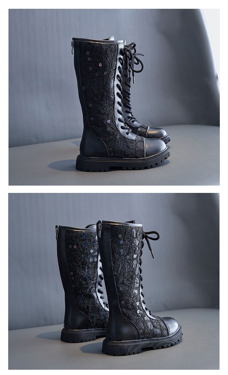 Meisjes Enkele Laars Herfst/Winter Kinderen Lovertjes Prinses Hoge Laarzen Mode Antislip Laarzen Voor Meisjes_voghion.com