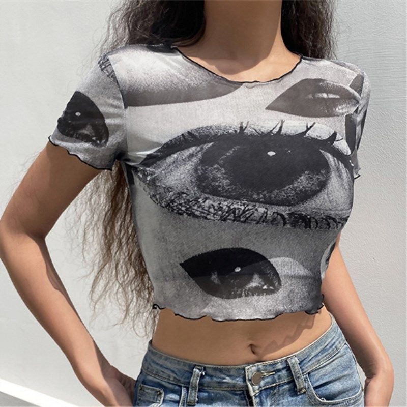 Îmbrăcăminte pentru femei, sexy, retro, cu dantelă, Y2K, jumătate de lungime, crop topuri, vara anilor '90, camuflaj fără spate, topuri, tricouri_voghion.com