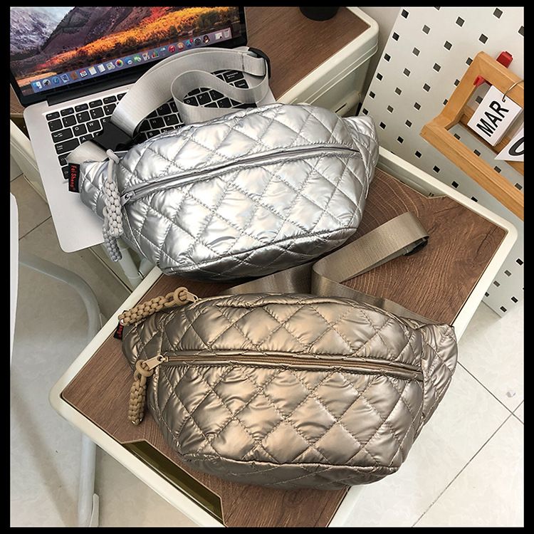 Winter New Women's Waist Bag Large Capacity Cotton Coat Crossbody Bag Fashion Waist Bag Diamond Embroidery Couple Chest Bag_voghion.com