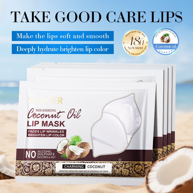 Maschera nutriente all'olio di cocco 8 g, balsamo labbra idratante, anti-crepe, per autunno e inverno, prodotti per la cura della pelle_voghion.com