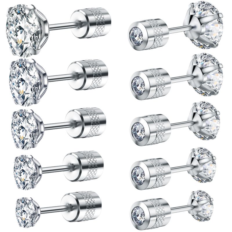 Orecchini in acciaio inossidabile con zirconi - Orecchini a 4 griffe con accenti di diamanti, piccoli gioielli alla moda_voghion.com