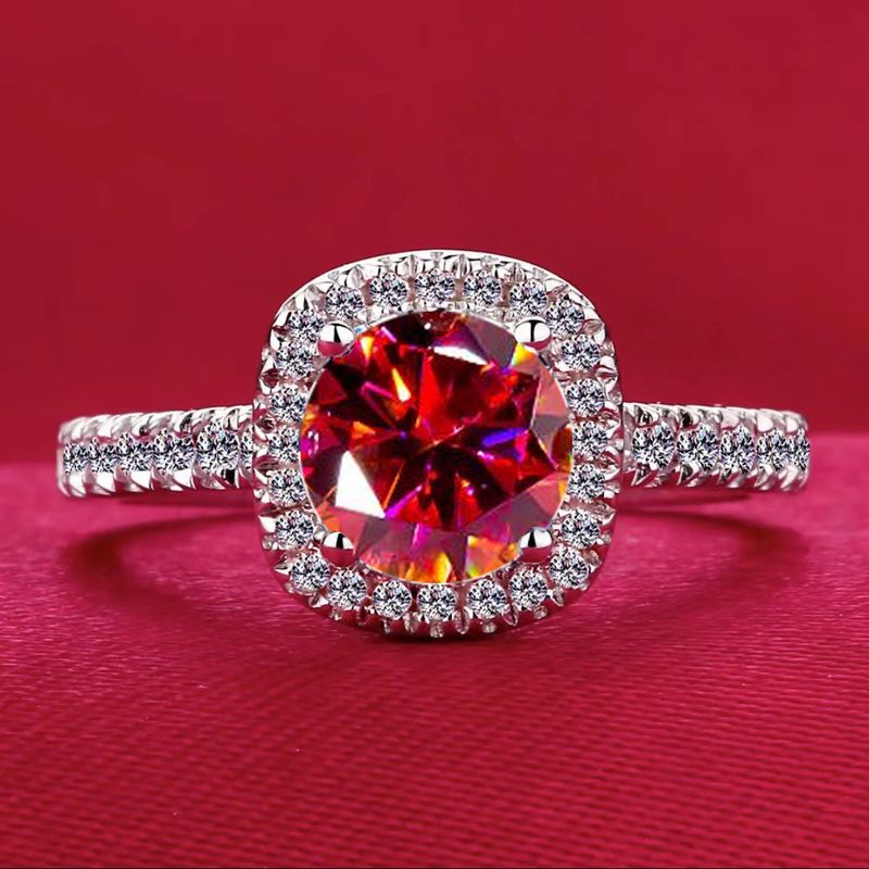 Explosive Ring, Female Eight Hearts And Eight Arrows Simulation Diamond Princess Square Bag Opening Sugar Cube Ring_voghion.com