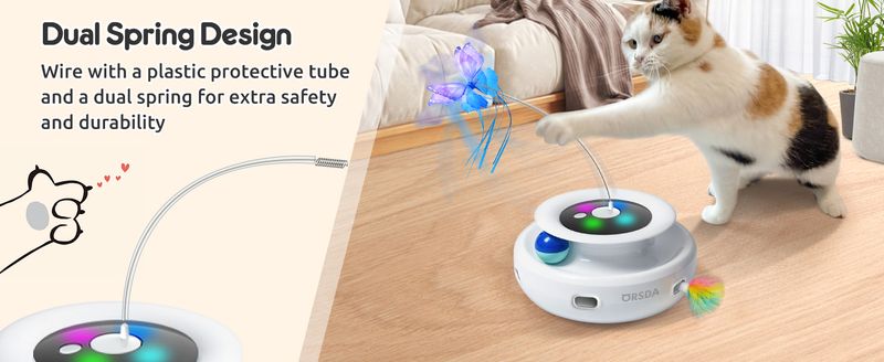 Juguete para gatos, interactivo electrónico automático con pluma de emboscada, mariposa revoloteando, bolas de seguimiento, pateador inteligente de ejercicio para interiores con batería recargable por USB._voghion.com