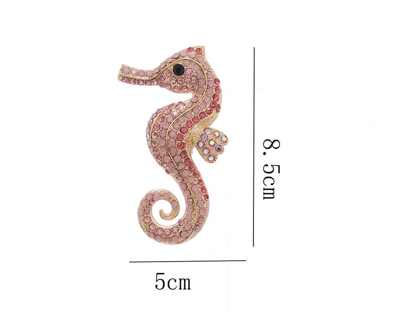 Herbst und Winter süße Strass Seepferdchen Brosche kreative Marine Leben Kleidung Pin Cartoon Dual-Use-Accessoire_voghion.com