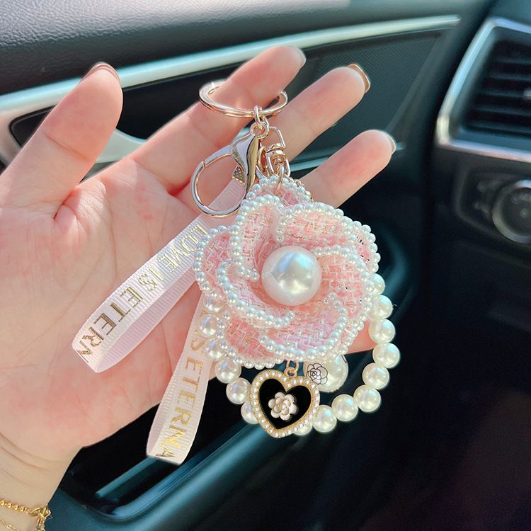 Koreanesch Versioun Pärel Element Camellia Keychain Sak Unhänger kreativ onofhängeg entworf Wueren_voghion.com