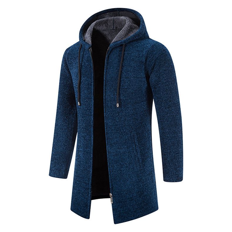 Men's medium length loose large size sweater coat knit cardigan men's top_voghion.com