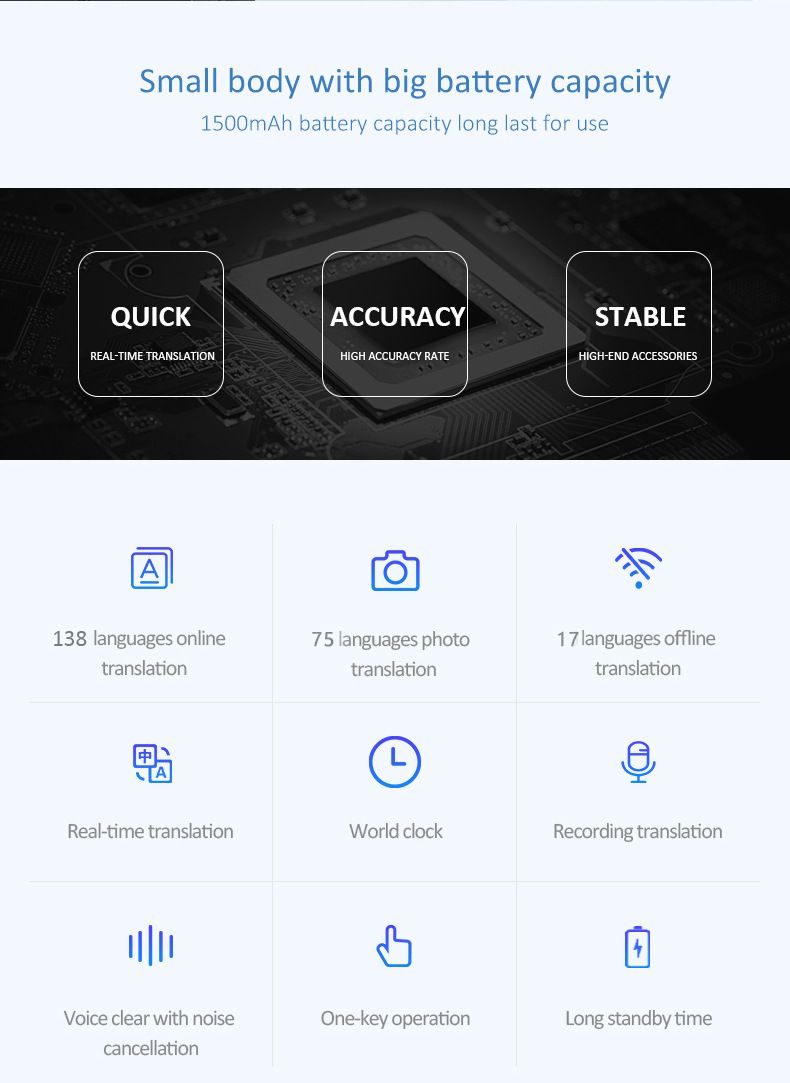 T16 Smart Translator Device - 137 Languages Real-Time Translation, 10 Offline Modes, Business Travel Learning Essential_voghion.com