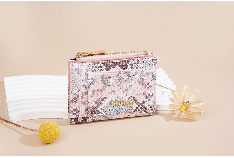 Damentaschen Geldbörse im neuen Stil für Damen, kurzes Schlangenmuster, mehrere Kartenfächer, Reißverschluss, Münzgeldbörse, Nischenkartenhalter für Damen_voghion.com