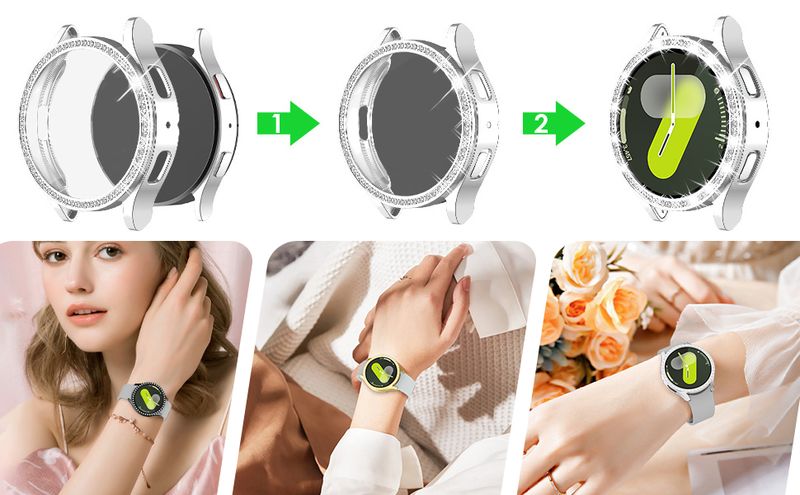 Bling ovitek za Samsung Galaxy Watch 4 5 6 7 40 mm 44 mm zaščitni ovitek sijoč diamantno trd obrazni odbijač brez steklenih dodatkov_voghion.com