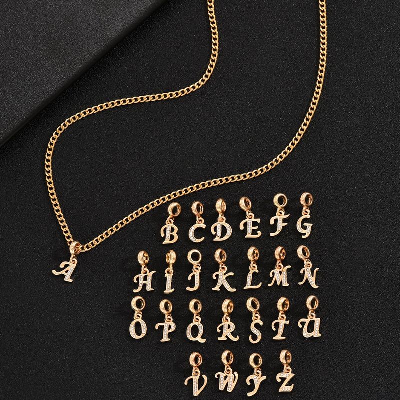 New Fashion Luxury 26 Letter Diamond Pendant For Men Hip Hop Niche Versatile Necklace_voghion.com