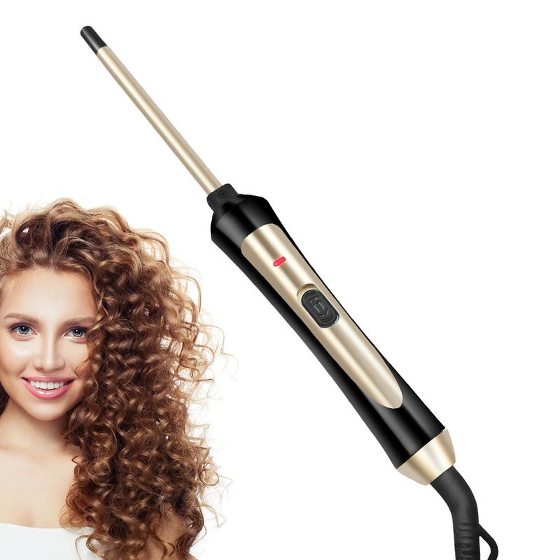 Ferro arricciacapelli con canna sottile da 9 mm, in ceramica per ricci e boccoli soffici e voluminosi, riscaldamento rapido in 30 secondi, punta fredda, per acconciature a strati e capelli corti._voghion.com