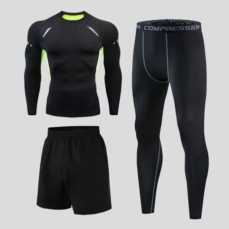 5-teiliges, schnelltrocknendes Basketball- und Laufset für Herren – Atmungsaktiver Kapuzenpullover aus Milchseide und Trainingsoutfit (Fitnessstudio, Fußball, HIIT)_voghion.com