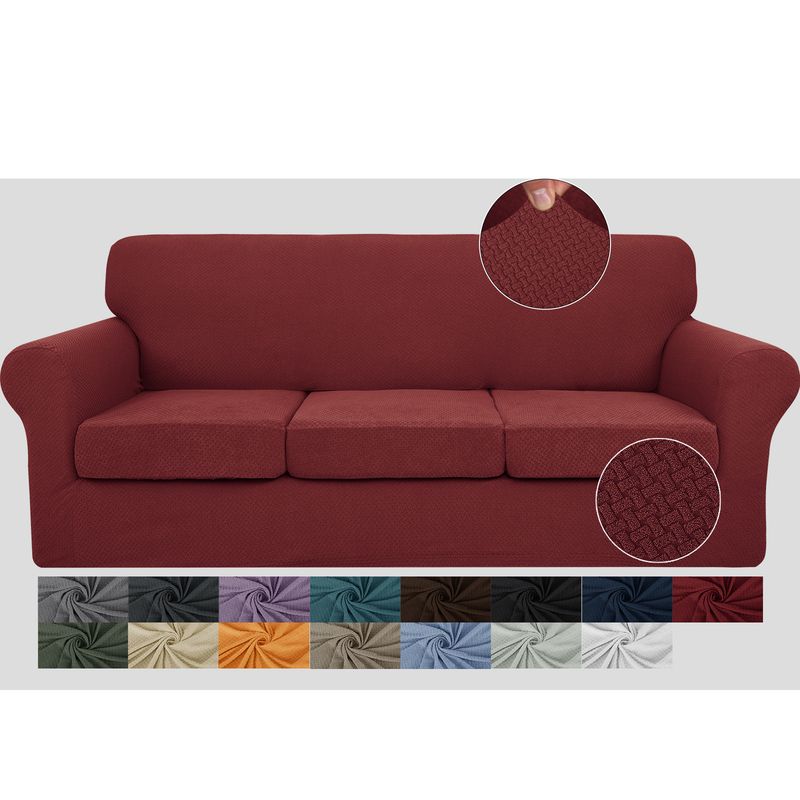 Copridivano elastico spesso jacquard con nodo lavorato a maglia tinta unita, cuscino indipendente, copridivano completo_voghion.com