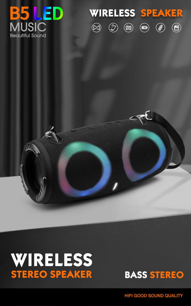 MINI-XTREME3RGB Draagbare War Drum Bluetooth-luidspreker met coole sfeerverlichting, geschikt voor buitenactiviteiten_voghion.com