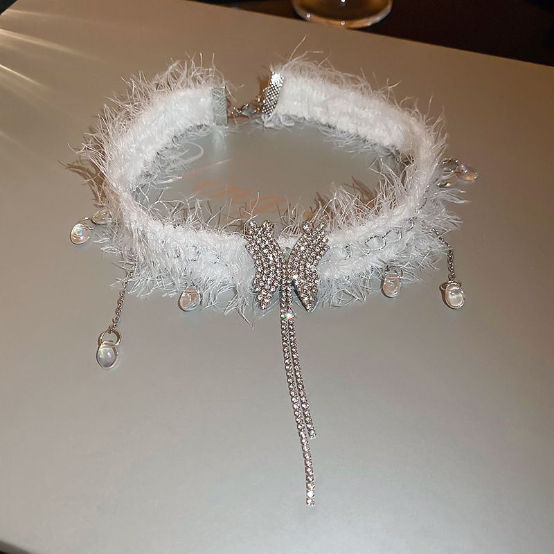 Dia Woven Water Droplet Butterfly Pendant Necklace With Ins Sweet Design, Super Immortal Neck Chain, Niche And_voghion.com