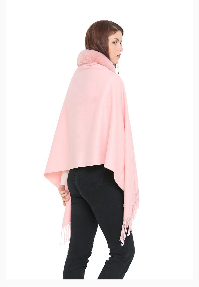 Winter wool collar scarf dual-use women's i mitation cashmere thick dress shawl_voghion.com