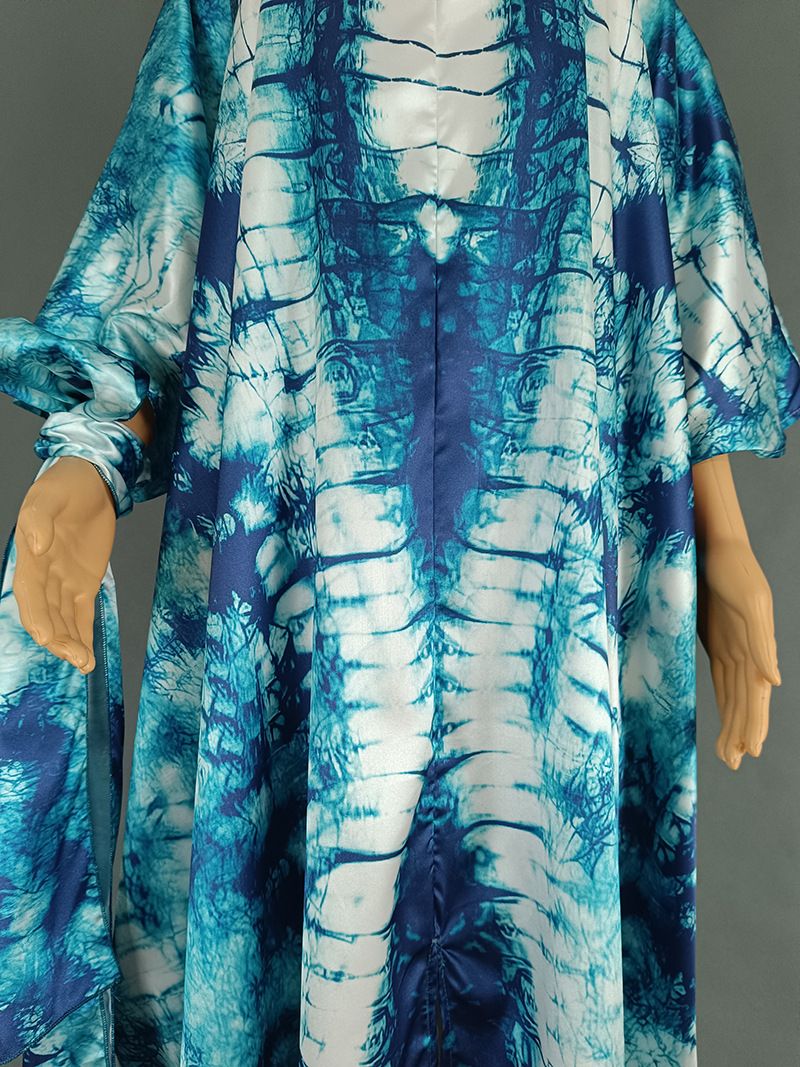 Vêtements pour femmes style ethnique africain moyen-orient rétro longue burqa imprimé grande robe trapèze avec foulard 8903_voghion.com