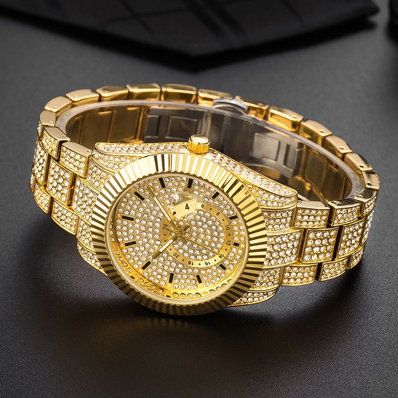 Popular High End Hip Hop Full Diamond Men's Quartz Watch_voghion.com