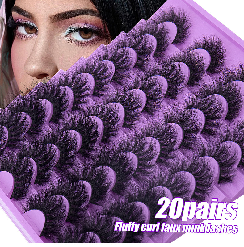 New 20 pairs of mixed style fake eyelashes, naturally curled in one piece, thick and messy, with explosive eyelashes_voghion.com