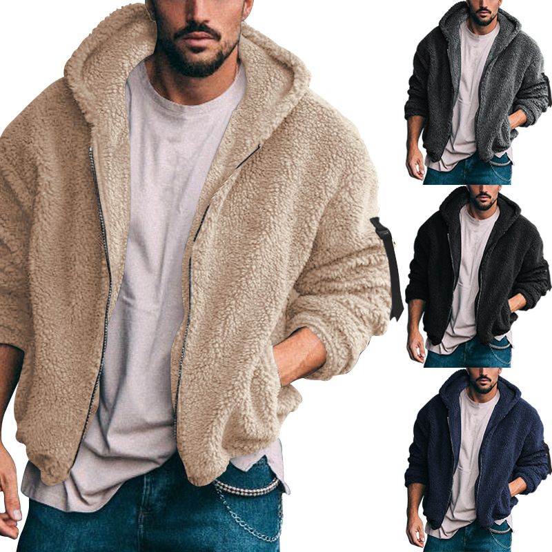 2024 men's autumn and winter double-sided velvet warm loose hooded casual jacket_voghion.com