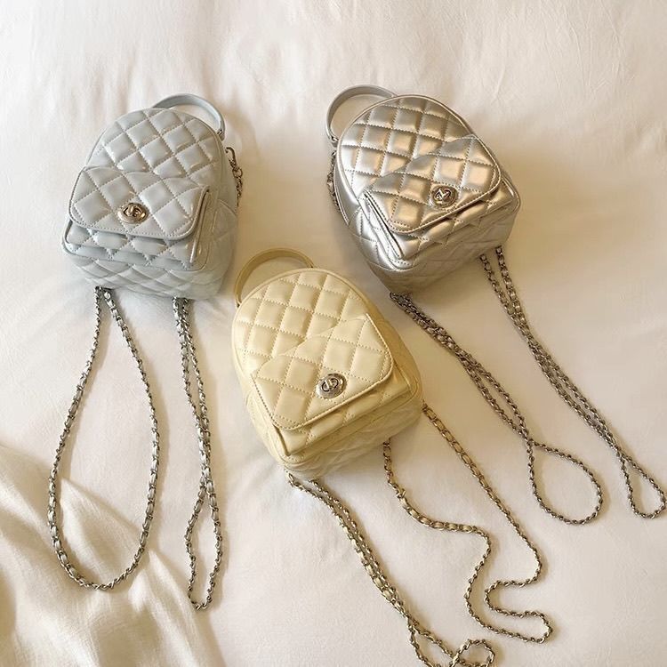Spring And Summer Small Aroma Style Shoulders Small Backpack 2025 New Diamond Chain Shoulder Crossbody Bag Fashionable Versatile Leisure Daily_voghion.com