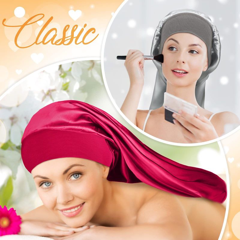 Cappello lungo a tesa larga e elasticizzato, cappello per la cura dei capelli, berretto da notte colorato, mese di bellezza_voghion.com