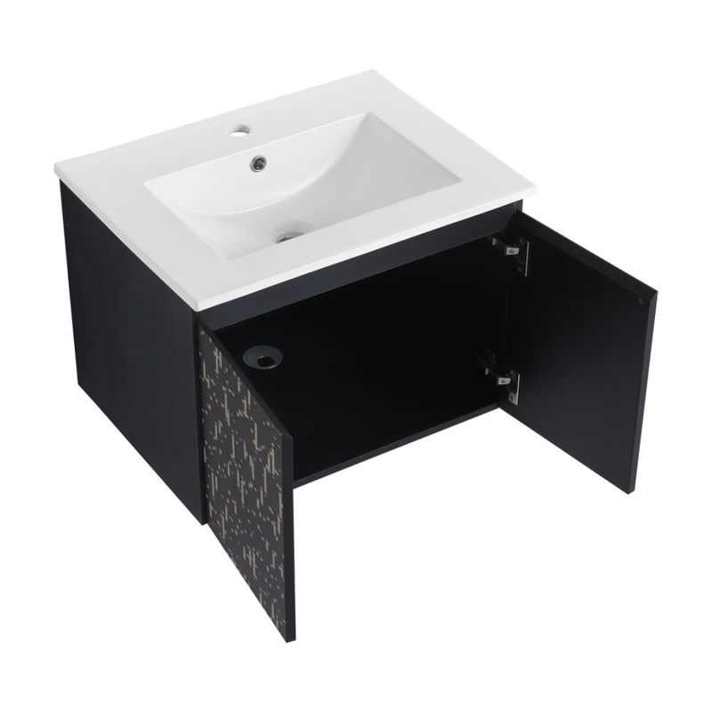 24'' Floating Wall-Mounted Bathroom Vanity With Ceramics Sink & Soft-Close Cabinet Door, KD-Package_voghion.com