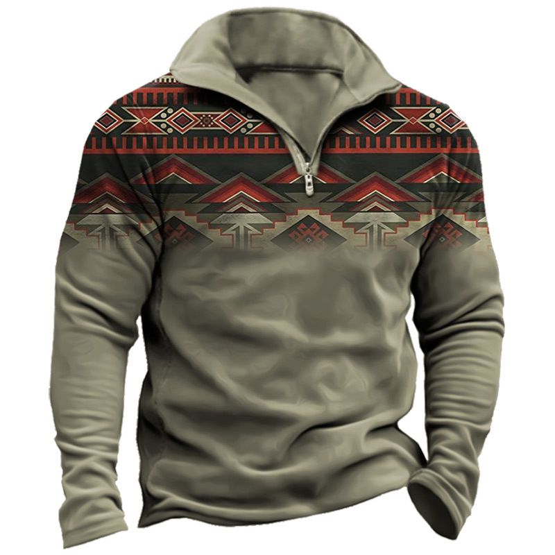 2025 Autumn Winter New Clothing 3D Digital Printing Casual Fashion Men's Long Sleeve Polo Shirt_voghion.com