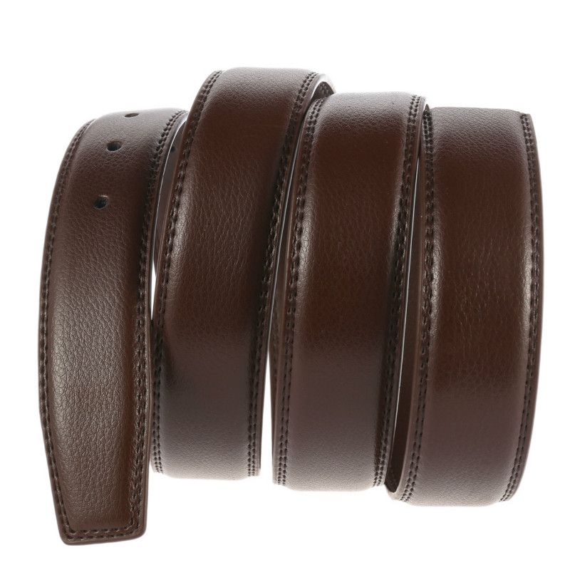 HOT Men's 100% Pure Cowhide Belts No Buckle Men Male Genuine Leather Belt with Holes High Quality 3.5cm_voghion.com