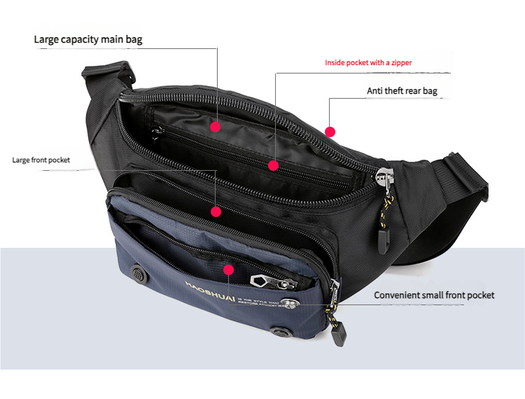 Neue multifunktionale Outdoor-Taille Casual Herren Brust Mode Trend Crossbody Reise kleine Tasche_voghion.com